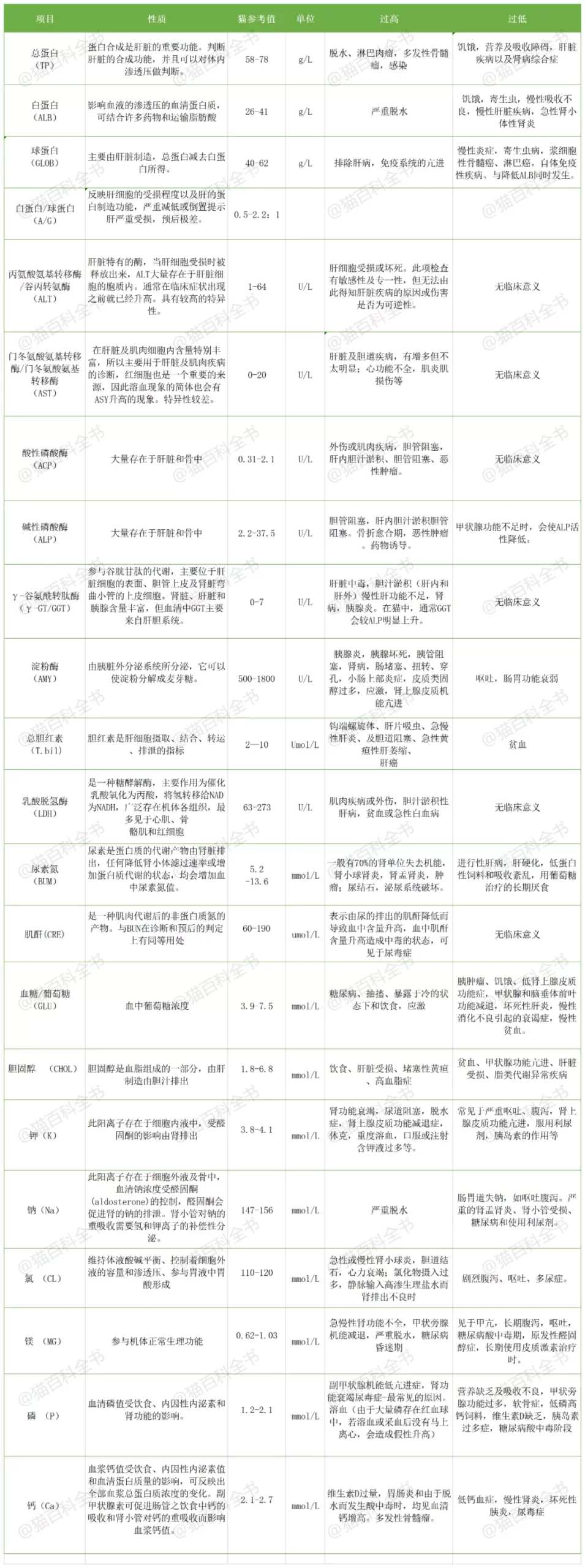 猫咪的生化检验报告怎么读？