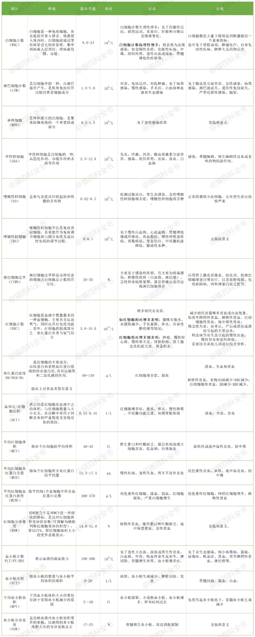 猫咪的血常规检查报告怎么读？